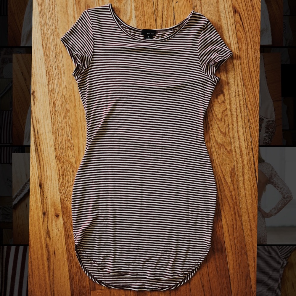Maroon and white striped tight tshirt dress!